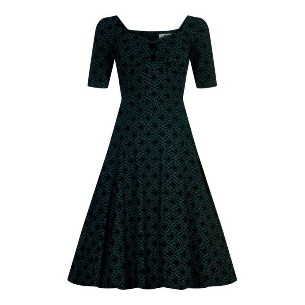 Collectif Dolores green doll brocade dress